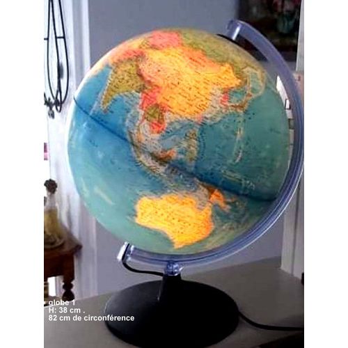 Globe Terrestre Lumineux Grand Modèle - - Marque Tecnodidattica - 96 Cm De Circonférence Et 45 Cm De Haut