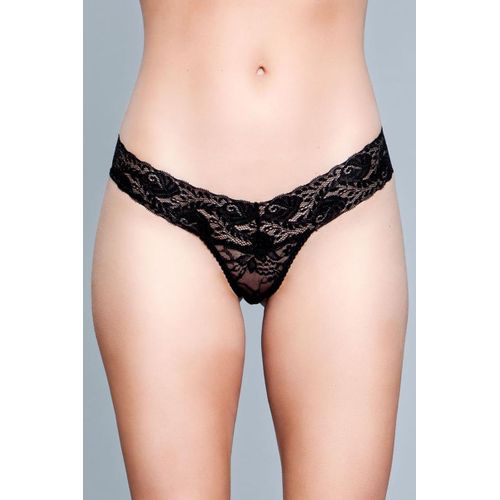Culotte En Dentelle À Coupe En V - Noir