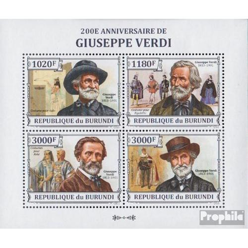 Burundi 3258-3261 Feuille Miniature (Complète Edition) Neuf Avec Gomme Originale 2013 Giuseppe Verdi