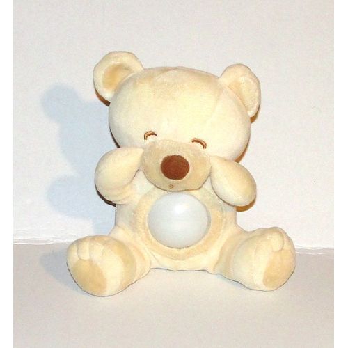 Peluche Ours Veilleuse Baby Nat - Doudou Ourson Beige Qui Dort 20 Cm