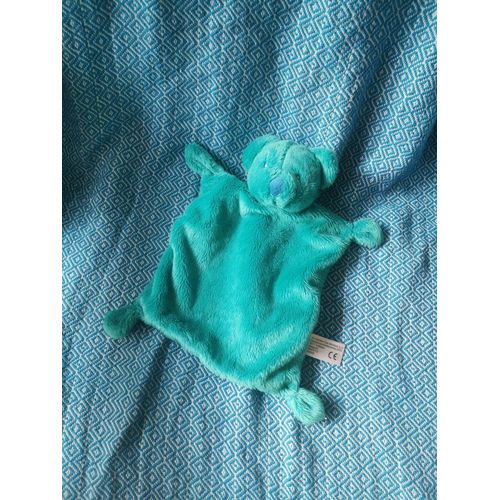 Doudou Plat Ours Bleu Turquoise Foncé Simba