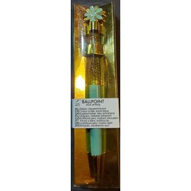 Stylo Bille - Paillette Dorée Et Fleur Décorative