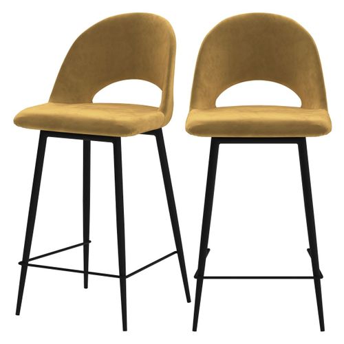 Chaise De Bar Mi-Hauteur Pénélope Jaune 65 Cm (Lot De 2)