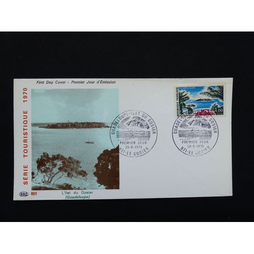 Timbre Oblitération 1er Jour Sur Enveloppe Illustrée France Guadeloupe Ilet Du Gosier Neuf 20/06/1970 N° Y&t 1646 Cote 2021 - 1,80 