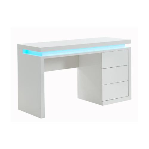 Bureau Emerson - 3 Tiroirs - Mdf Laqué Blanc - Leds