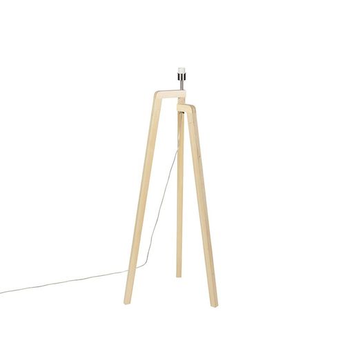 Qazqa Rustique /Moderne Lampadaire / Lampe De Sol / Lampe Sur Pied / Luminaire / Lumiere / ÃClairage Trã©Pied Bois Sans Abat-Jour - Puros Marron Oblongue / Intã©Rieur E27 Max. 1 X Watt