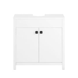 Sobuy Meuble Sous-Lavabo, Meuble Sous-Vasque À 2 Étages Réglable Et 2 Portes, Meuble De Rangement De Salle De Bain, Placard De Rangement, Blanc, L60 X P35 X H60 Cm, Bzr98-W