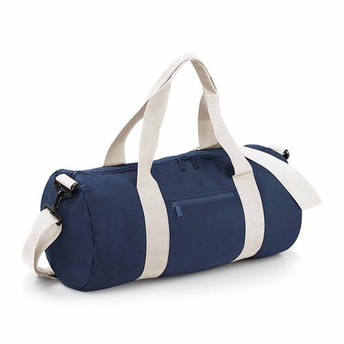 Sac de voyage toile - 20 L - Varsity Barrel Bag - BG140 - bleu marine et blanc