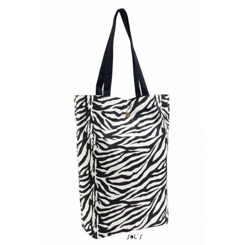 Sac cabas shopping ?tudiant en toile - r?versible imprim? z?bre noir - 76960