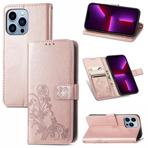 Advansia Coque Pour Iphone 13 Pro Or Rose [Fleur De Lys]