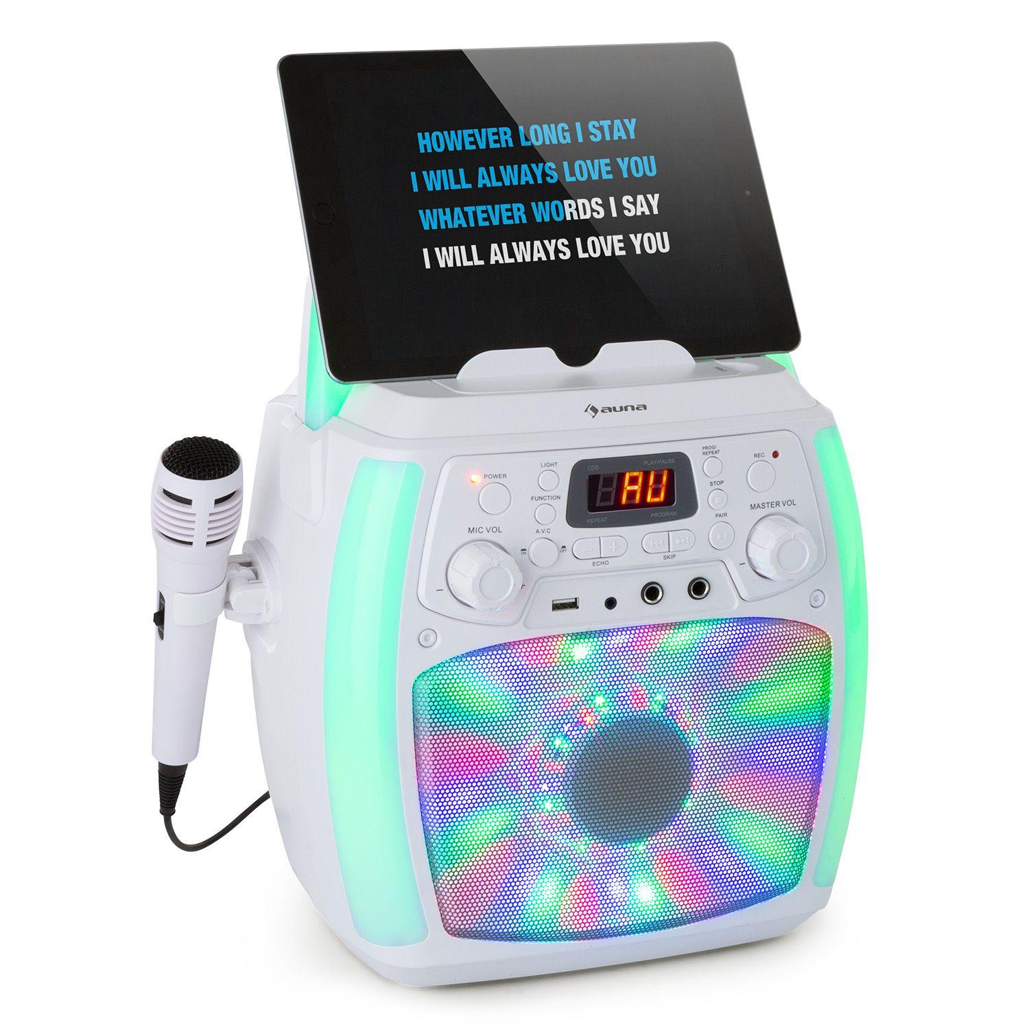 Roadie CD Boombox Radio FM Spectacle lumineux Lecteur CD Bluetooth 5.0 Blanc