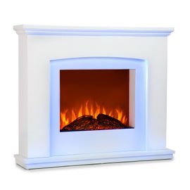 Klarstein Aosta Light & Fire Cheminée Électrique Décorative Effet Flammes - Chauffage 2000w Max. - Blanc
