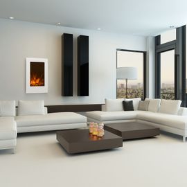 Klarstein Lausanne Vertical Cheminée Électrique Décorative Effet Flammes - Chauffage 2000 W - Minuterie - Blanc