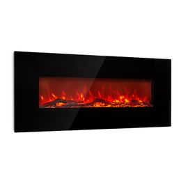Klarstein Lausanne Long Cheminée Électrique - 2 Niveaux D'intensité - 1600w - Pour 40m² - Noir
