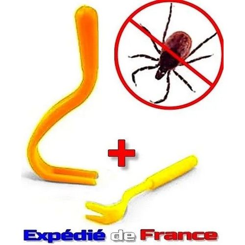 Lot De 2 Crochets Tire-Tiques - Retire / Enlève / Arrache Tique - Pour Animaux Chien Chat Bétail Cheval Et Humain