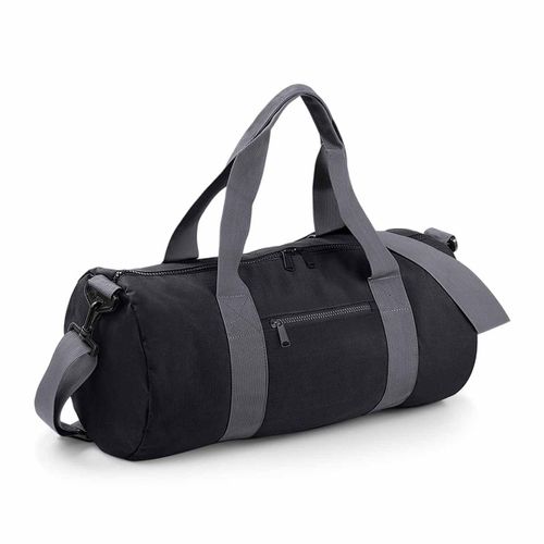 Sac de voyage toile - 20 L - Varsity Barrel Bag - BG140 - noir et graphite