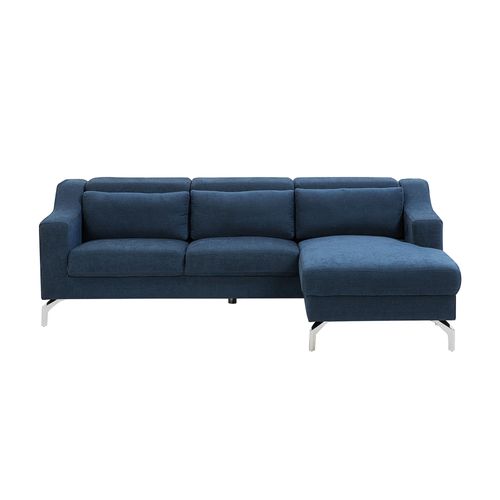Canapé Angle À Gauche En Velours Bleu Marine 4 Places Glosli