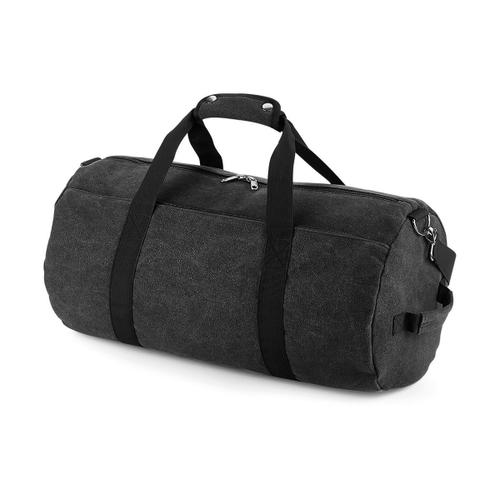 Sac de voyage polochon en toile vintage - BG655 - noir