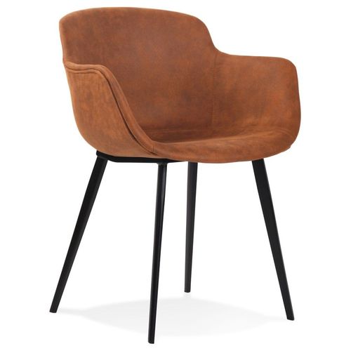 Chaise Avec Accoudoirs 'derby' En Microfibre Brune