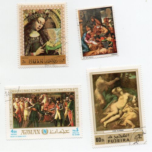 Divers Pays- Lot De 4 Timbres Oblitérés- Tableaux Divers