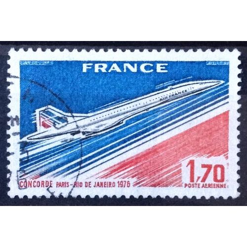 Mise En Service Concorde Paris-Rio 1,70 Rouge Bleu Et Noir (Très Joli Aérienne N° 49) Obl - France Année 1976 - Brn83 - N28955