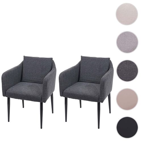 2x Chaise De Salle À Manger Hwc-H93, Chaise De Cuisine Chaise Longue   Tissu/Textile Gris Foncé