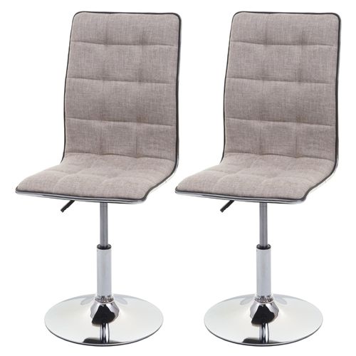 2x Chaise De Salle À Manger Hwc-C41, Chaise De Cuisine, Tissu/Textile   Gris Crème