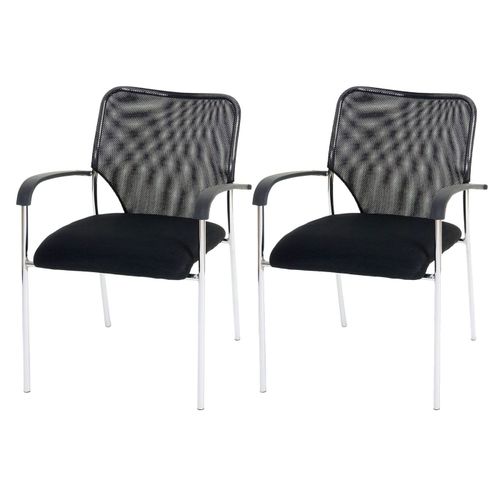 Lot De 2 Chaises De Conférence / Visiteur Tulsa, Empilable, Tissu   Siège Noir, Dossier Noir