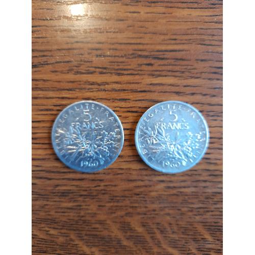 Vends 2 Piecs De 5 Francs En Argent 1960