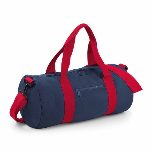 Sac de voyage toile - 20 L - Varsity Barrel Bag - BG140 - bleu marine et rouge