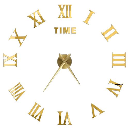 Autocollants muraux miroir d'horloge 3D,horloges murales créatives bricolage,design moderne,montre à quartz muette,décoration d'intérieur,salle de bain,T - Type Gold C-47 inch(80-120cm)