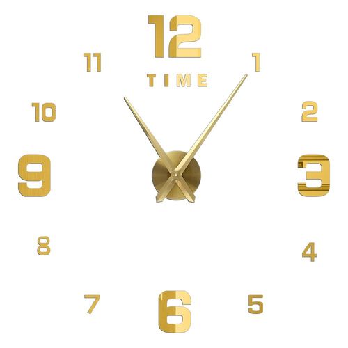 Autocollants muraux miroir d'horloge 3D,horloges murales créatives bricolage,design moderne,montre à quartz muette,décoration d'intérieur,salle de bain,T - Type Gold D-37 inch(60-90cm)