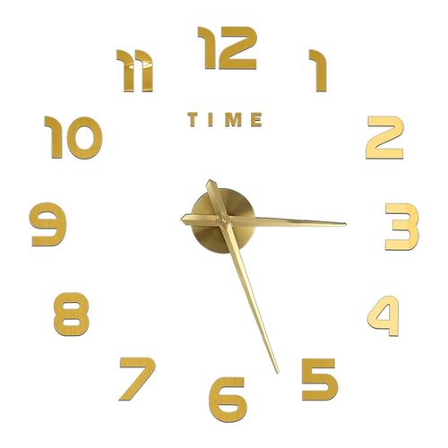 Autocollants muraux miroir d'horloge 3D,horloges murales créatives bricolage,design moderne,montre à quartz muette,décoration d'intérieur,salle de bain,T - Type Gold F-47 inch(80-120cm)