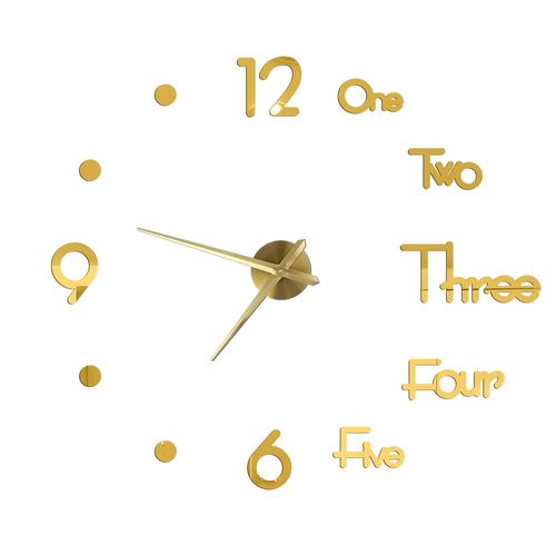 Autocollants muraux miroir d'horloge 3D,horloges murales créatives bricolage,design moderne,montre à quartz muette,décoration d'intérieur,salle de bain,T - Type Gold G-37 inch(60-90cm)