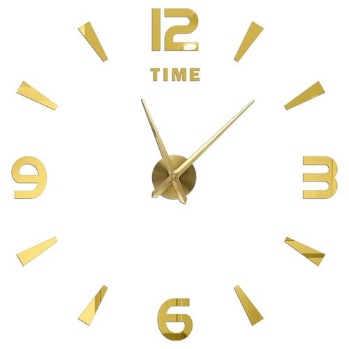 Autocollants muraux miroir d'horloge 3D,horloges murales créatives bricolage,design moderne,montre à quartz muette,décoration d'intérieur,salle de bain,T - Type Gold E-37 inch(60-90cm)
