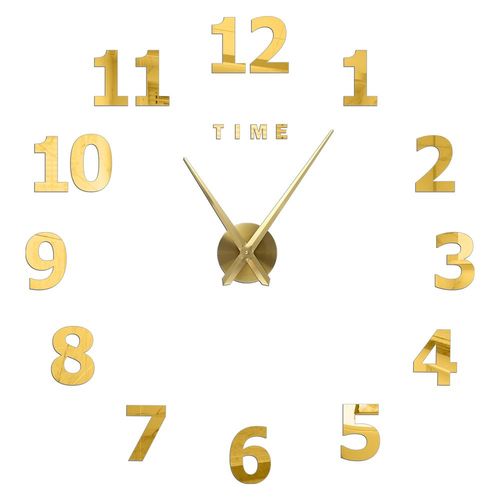 Autocollants muraux miroir d'horloge 3D,horloges murales créatives bricolage,design moderne,montre à quartz muette,décoration d'intérieur,salle de bain,T - Type Gold L-37 inch(60-90cm)