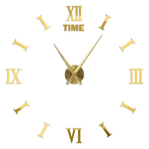 Autocollants muraux miroir d'horloge 3D,horloges murales créatives bricolage,design moderne,montre à quartz muette,décoration d'intérieur,salle de bain,T - Type Gold H-47 inch(80-120cm)