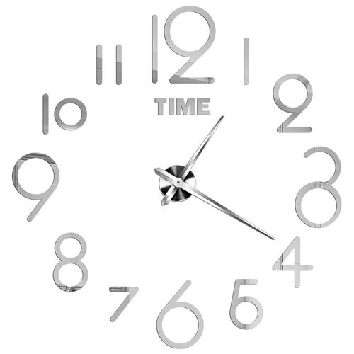 Autocollants muraux miroir d'horloge 3D,horloges murales créatives bricolage,design moderne,montre à quartz muette,décoration d'intérieur,salle de bain,T - Type Silver A-47 inch(80-120cm)