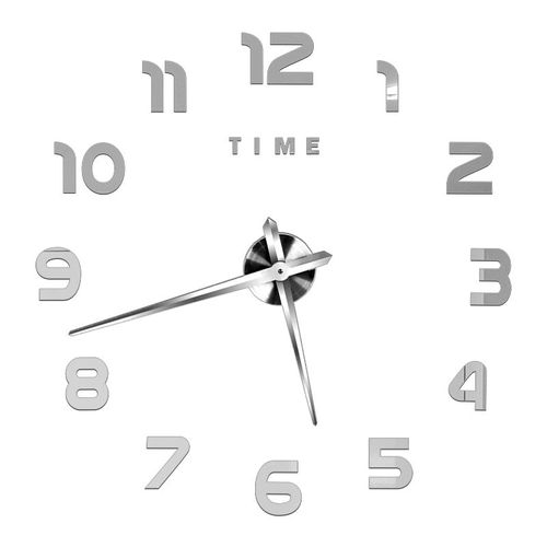 Autocollants muraux miroir d'horloge 3D,horloges murales créatives bricolage,design moderne,montre à quartz muette,décoration d'intérieur,salle de bain,T - Type Silver F-47 inch(80-120cm)