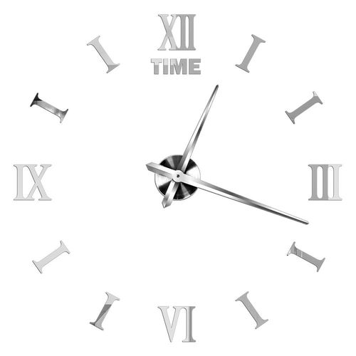 Autocollants muraux miroir d'horloge 3D,horloges murales créatives bricolage,design moderne,montre à quartz muette,décoration d'intérieur,salle de bain,T - Type Silver H-37 inch(60-90cm)