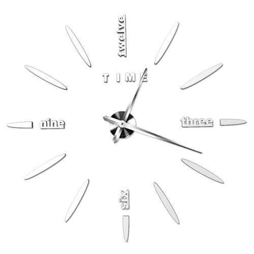 Autocollants muraux miroir d'horloge 3D,horloges murales créatives bricolage,design moderne,montre à quartz muette,décoration d'intérieur,salle de bain,T - Type Silver K-37 inch(60-90cm)
