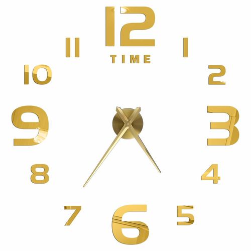 Autocollants muraux miroir d'horloge 3D,horloges murales créatives bricolage,design moderne,montre à quartz muette,décoration d'intérieur,salle de bain,T - Type Gold M-47 inch(80-120cm)