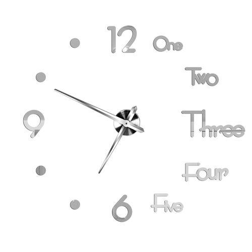Autocollants muraux miroir d'horloge 3D,horloges murales créatives bricolage,design moderne,montre à quartz muette,décoration d'intérieur,salle de bain,T - Type Silver G-47 inch(80-120cm)