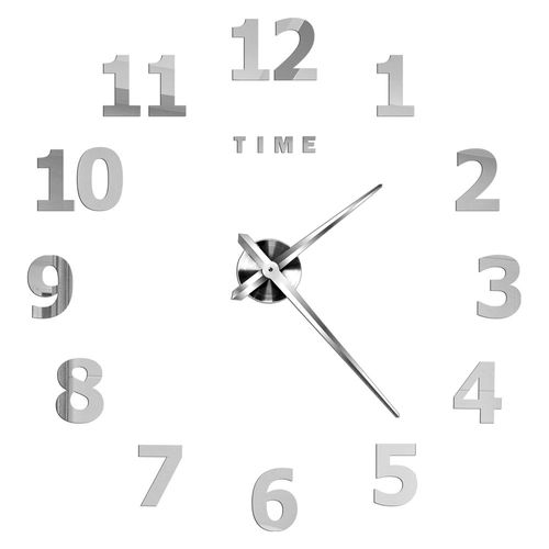 Autocollants muraux miroir d'horloge 3D,horloges murales créatives bricolage,design moderne,montre à quartz muette,décoration d'intérieur,salle de bain,T - Type Silver L-37 inch(60-90cm)