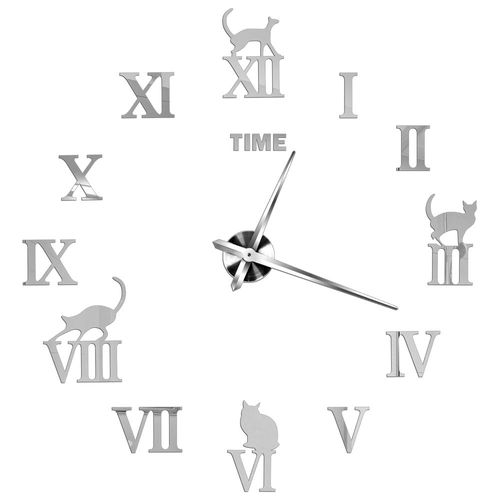 Autocollants muraux miroir d'horloge 3D,horloges murales créatives bricolage,design moderne,montre à quartz muette,décoration d'intérieur,salle de bain,T - Type Silver J-37 inch(60-90cm)