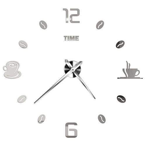 Autocollants muraux miroir d'horloge 3D,horloges murales créatives bricolage,design moderne,montre à quartz muette,décoration d'intérieur,salle de bain,T - Type Silver P-47 inch(80-120cm)