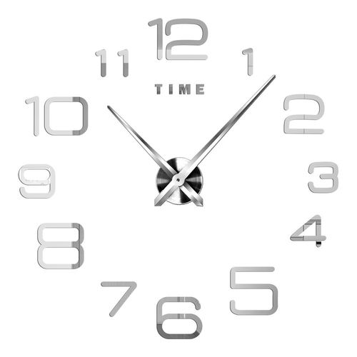 Autocollants muraux miroir d'horloge 3D,horloges murales créatives bricolage,design moderne,montre à quartz muette,décoration d'intérieur,salle de bain,T - Type Silver N-47 inch(80-120cm)