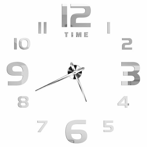 Autocollants muraux miroir d'horloge 3D,horloges murales créatives bricolage,design moderne,montre à quartz muette,décoration d'intérieur,salle de bain,T - Type Silver M-37 inch(60-90cm)