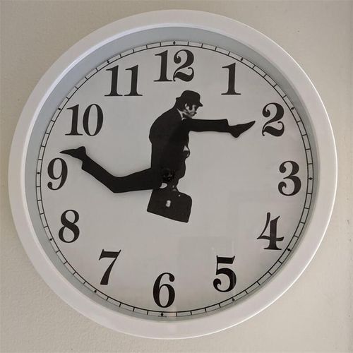 Monty-Horloge Murale Silays euse Inspirée de Silly Walk,Art Mural Silencieux Créatif pour la Maison,Décor de Salon - Type white