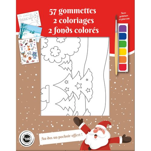 Coloriage Avec Peinture Pinceau Et Gommettes Forêt De Noël
